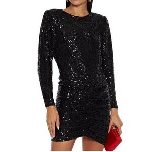 Retrofete Flynn Ruched Sequined Tulle Mini Dress NWT